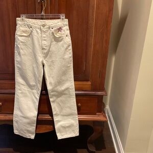 Reformation Cynthia High Rise Straight Jean ,  Color White, Size 27